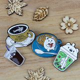 SUPA LUNA Enamel Pin Coffee Bear with White Tea Spoon
