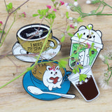 SUPA LUNA Enamel Pin Coffee Bear with White Tea Spoon