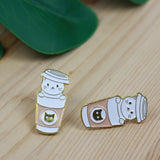 SUPA LUNA Enamel Pin White Cat In Cup