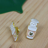 SUPA LUNA Enamel Pin White Cat In Cup
