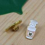 SUPA LUNA Enamel Pin White Cat In Cup