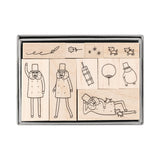 MIDORI OJISAN 30th Anniversary Wooden Stamp Set A