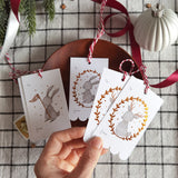 WW Christmas Gift Tag Copper Foil Reindeer Wreath