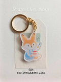 SOURTEAHOUSE Keychain Fox Strawberry Cake