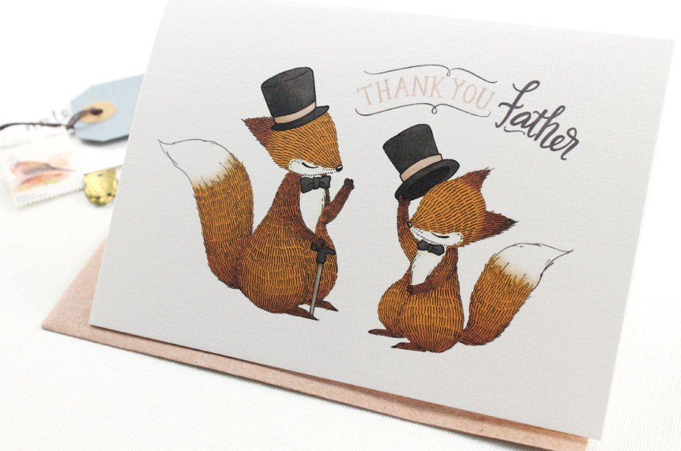 WHIMSY WHIMSICAL Greeting Card Thank You, Father Fox