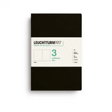 Leuchtturm1917 Jottbook pur (A5), 80 numbered pages, Plain, Black, pack of 3