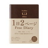 MIDORI Notebook Hibino A6 Free Diary Brown