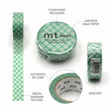 MT Washi Tape Overlapped Fine Gingham Check Green