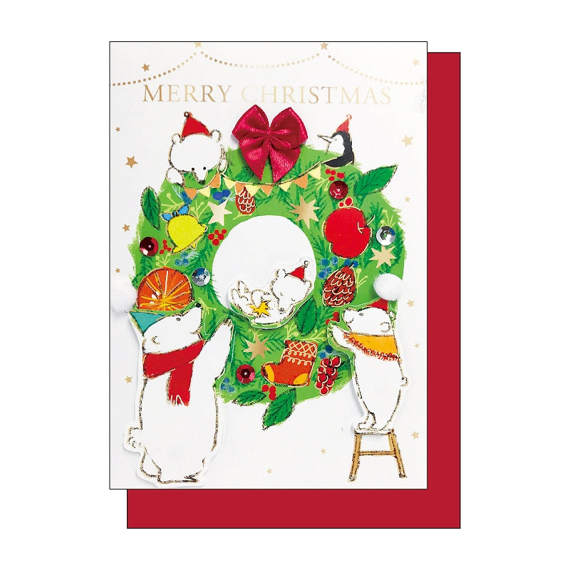 Handmade Greeting Card Animal Wreath