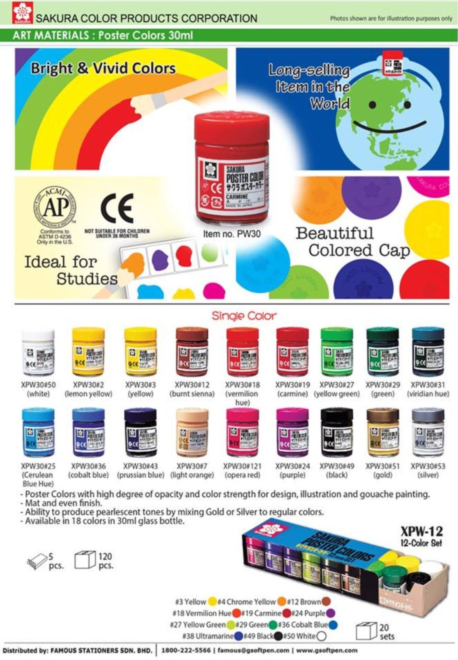 POSTER COLORS IN GLASS BOTTLE｜SAKURA COLOR PRODUCTS CORP.