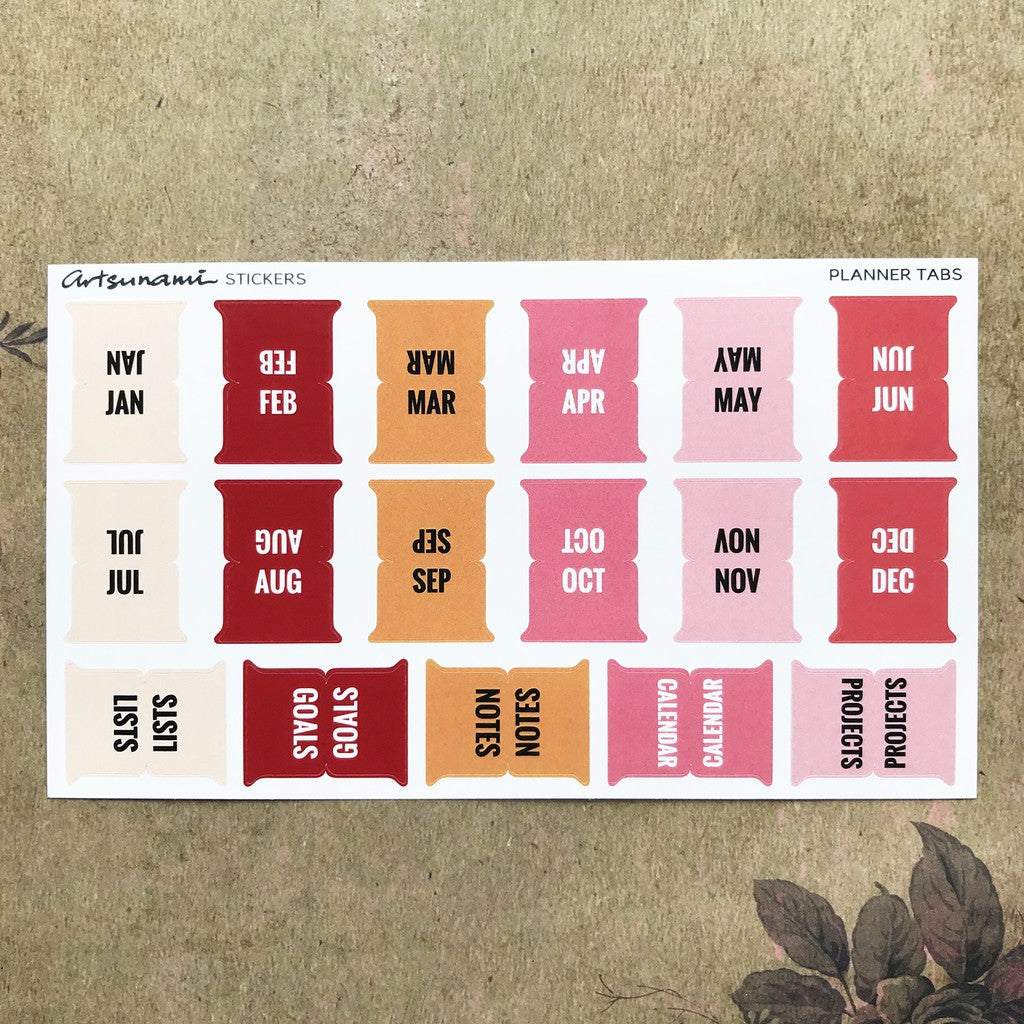 ARTSUNAMI Stickers Planner Tabs Red