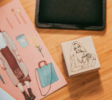 LA DOLCE VITA Rubber Stamp Reading Room Girl