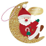 Slide Felt Card Moon Santa