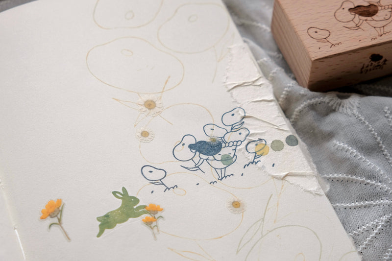 BIG HANDS Rubber Stamp A Walk Series Pick Some Flowers
