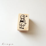 KRIMGEN Wooden Rubber Stamp Girl & Butterfly