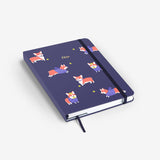 MOSSERY Refillable Wirebound Notebook Corgi Navy Dotted