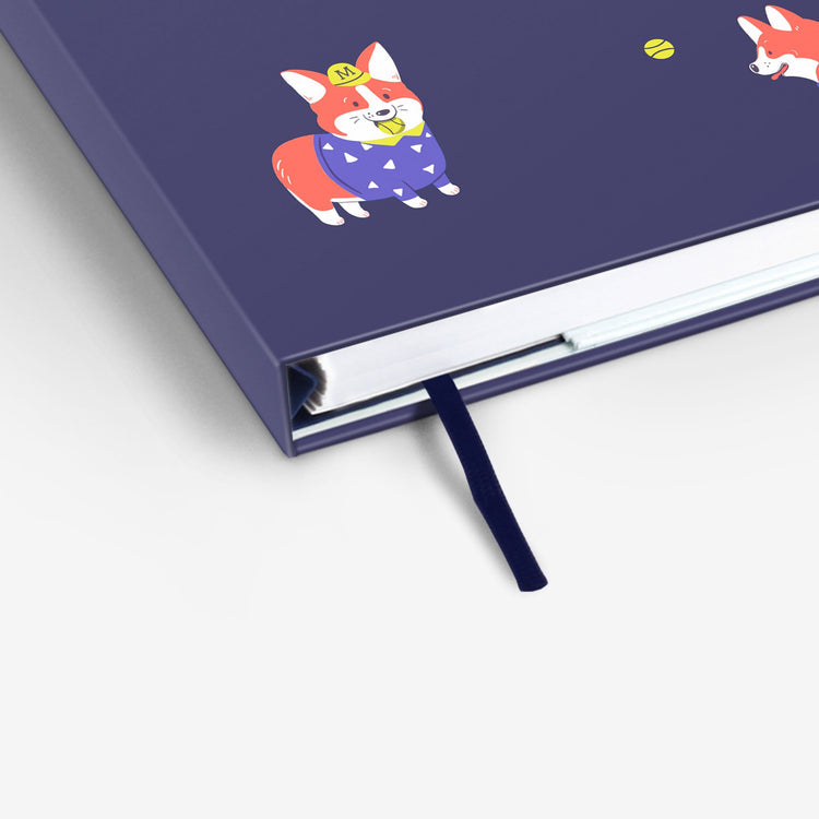 MOSSERY Refillable Wirebound Notebook Corgi Navy Dotted