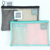 SUN-STAR Mesh Mesh Pouch B6 Pink+Green