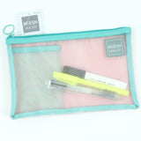 SUN-STAR Mesh Mesh Pouch B6 Pink+Green