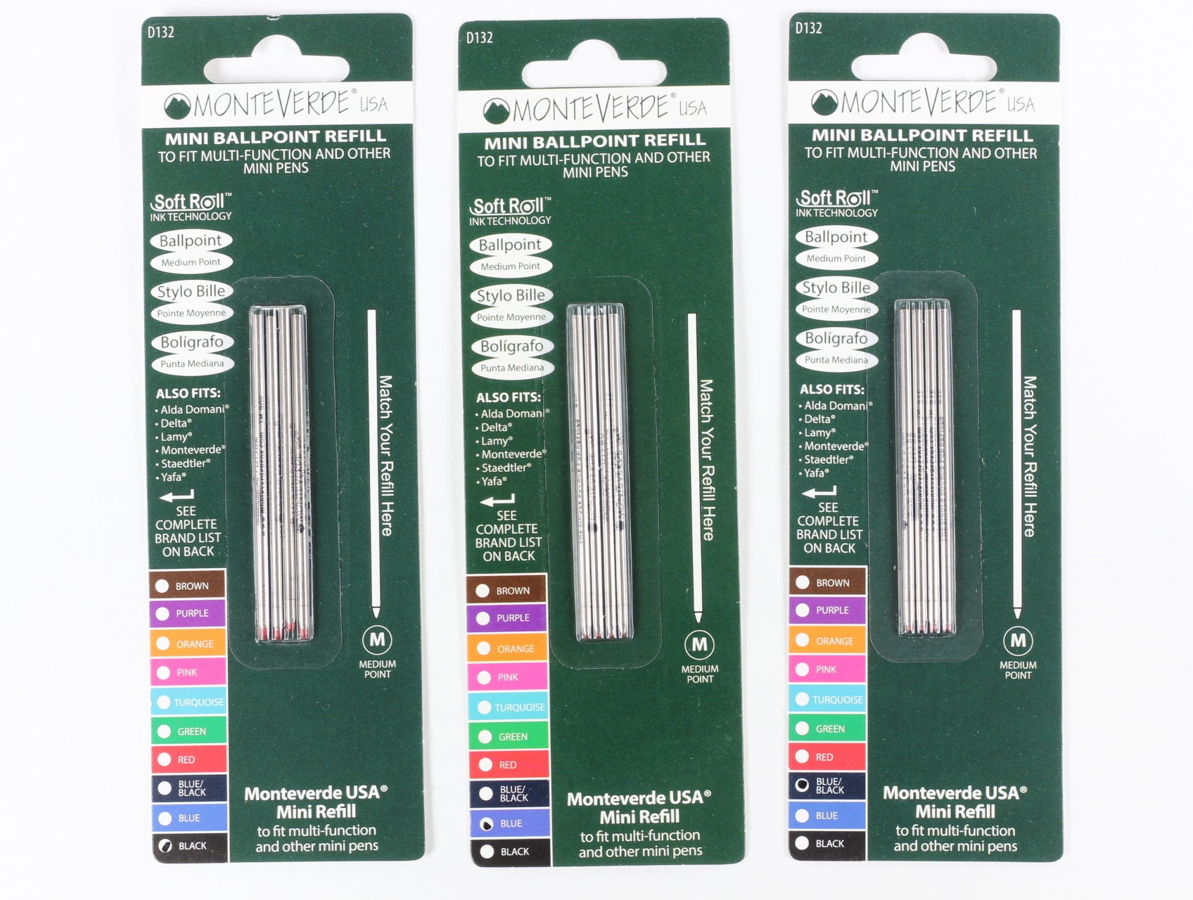 Monteverde - Confezione di 2 cartucce di ricambio per penna a sfera Cross a punta fine, colore: nero Monteverde - Confezione di 2 cartucce di ricambio per penna a sfera Cross a punta fine, colore: nero
