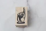 100 PROOF PRESS Wooden Rubber Stamp Left Pointing Hand/Small