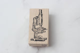 100 PROOF PRESS Wooden Rubber Stamp Microscope