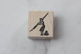 100 PROOF PRESS Wooden Rubber Stamp Small Woman, Large Ink Pen