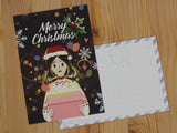 PANDA YOONG Girl With Gift Box Christmas Postcard