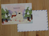 PANDA YOONG Snowman & Bear Christmas Postcard