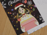 PANDA YOONG Girl With Gift Box Christmas Postcard