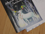 PANDA YOONG White Magical Reindeer Christmas Postcard