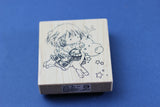 MICIA Wooden Rubber Stamp Girl Riding Deer