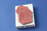 MICIA Wooden Rubber Stamp Girl Playing With Cat