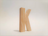 Natural Wood Handcrafted Letter-K