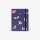 MOSSERY Refillable Wirebound Notebook Corgi Navy Dotted