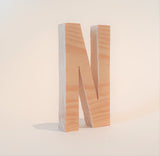 Natural Wood Handcrafted Letter-N