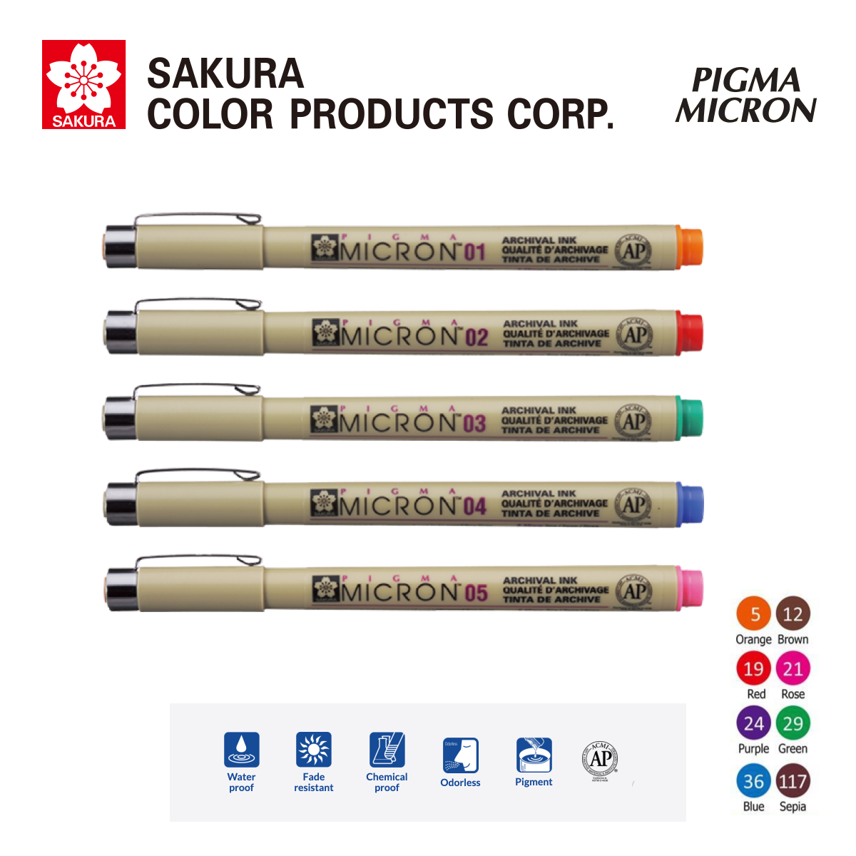 Sakura Pigma Micron Ultra-fine Colored Pen005 (0.20mm) / Brown