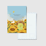 PANDA YOONG Frog & Duck Sunflower Field Postcard