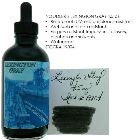 NOODLER'S Ink 4.5oz (Bulletproof) Lexington Gray + Free Pen