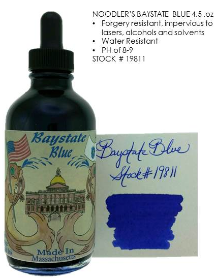 NOODLER'S Ink 4.5oz Baystate Blue + Free Pen