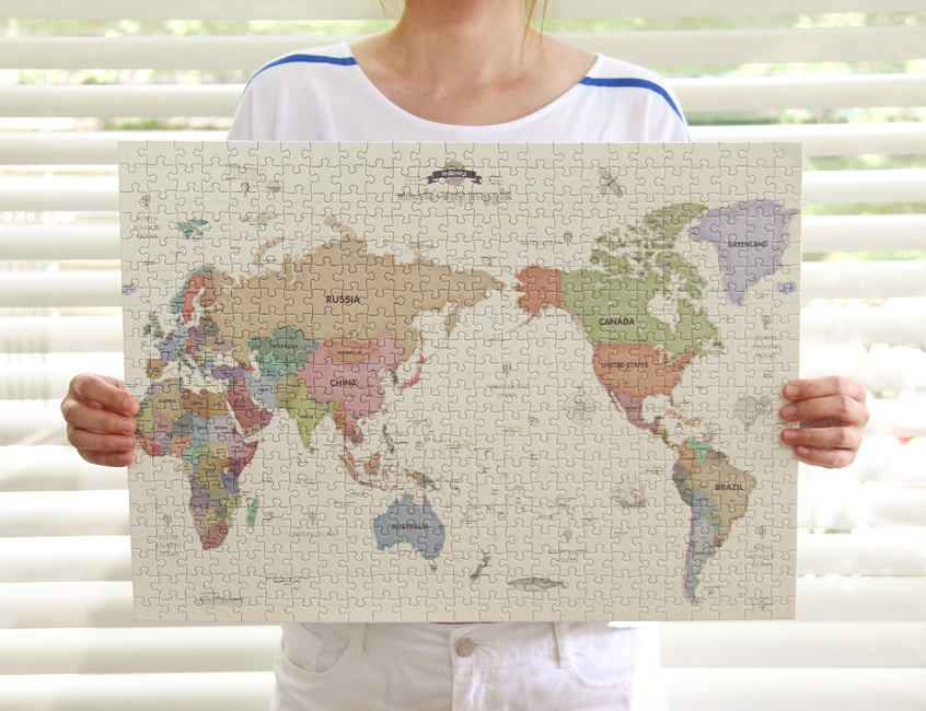INDIMAP Puzzle 500pcs (World Map) Pastel