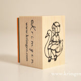 KRIMGEN Wooden Rubber Stamp Girl & Goose
