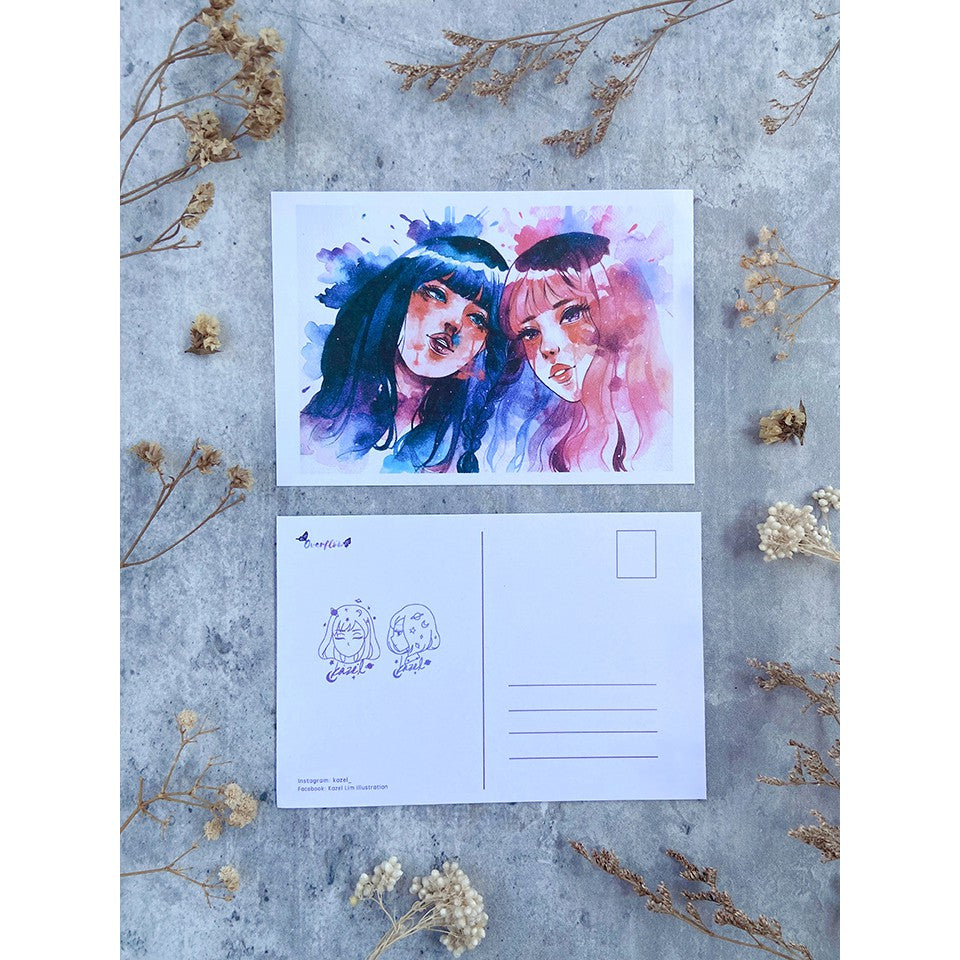 KAZEL LIM Watercolor Art Print Overflow Postcard K – WRITER Stationery ...