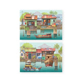 LOKA MADE Popup Card 2 in 1 The Rhythm of Fishing Village