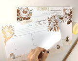 WHIMSY WHIMSICAL Weekly Planner Copper Foil Rabbit, Hedgehog & King Protea