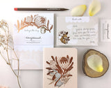 WHIMSY WHIMSICAL Pocket Notebook Copper Foil Rabbit & King Protea