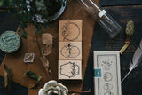 OURS Rubber Stamp Flower Label A DIY Set