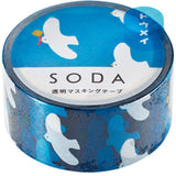 KING JIM SODA Transparent Masking Tape 20mm Blue Sky