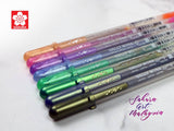 SAKURA Gelly Roll Pen 5Colors Outlining Effect Silver n Gold Shadow Set