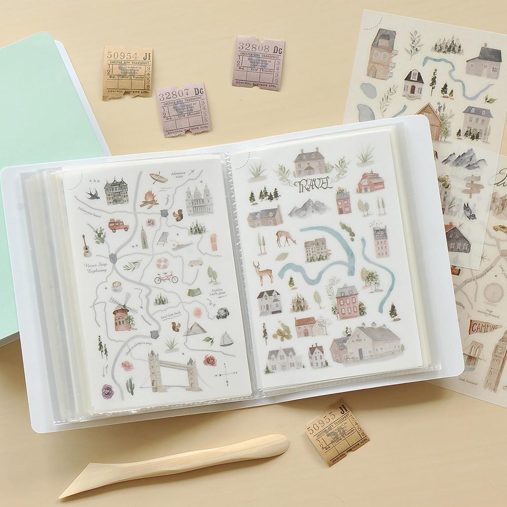 MU Craft Print-On Sticker Storage Book Milk Tea